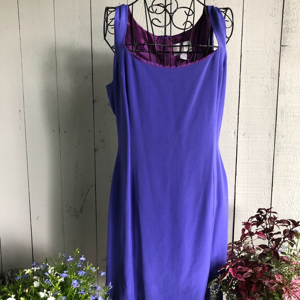 Hugo Buscati purple silk sheath dress sz 16